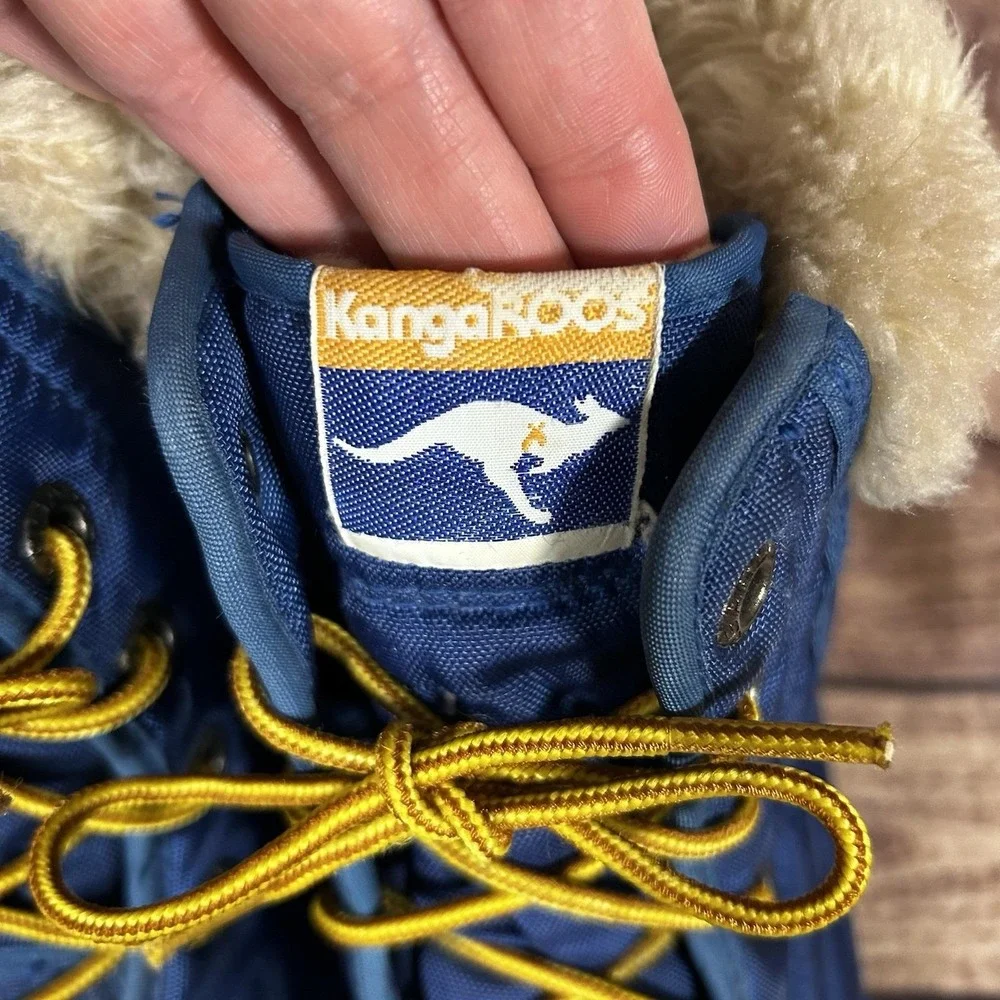 VTG KangaROOS Mens Blue Quilted Faux Fur Water Resistant Winter Boots Pocket 9‎